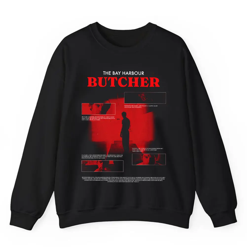 Dexter Bay Harbour Butcher Sweatshirt, Vintage TV Show Pullover, Retro Horror Graphic Crewneck, Classic TV Series Top, Gift for Men, Gift for Women, Crew Neck T-shirt, Trending T-shirt