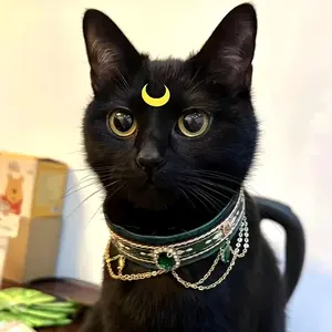 1pc Exquisite Dark Green Egyptian Pharaoh Style Cat Collar - Adjustable, Creative, Fancy Pet Neck Cover for Black Cats, Soft, Comfortable, and Stylish - Perfect for Pet Owners Who Want to Add a Touch of Ancient Egyptian Glamour to Their Feline Friend