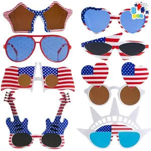 8Pcs 4th of July American Flag Glasses in Red White & Blue, Multi Style Patriotic USA Sunglass Eyewear for 4th of July Party Accessories Independence Day Parade Dress Up Accessory Supply