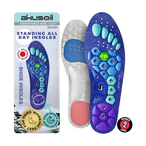 Akusoli 2-Pair Heavy Duty Arch Support Insoles for Men and Women, Shock-Absorbing Work Boot and Running Shoe Inserts for Standing, perfect for users over 220 lbs, reduce plantar fasciitis pain