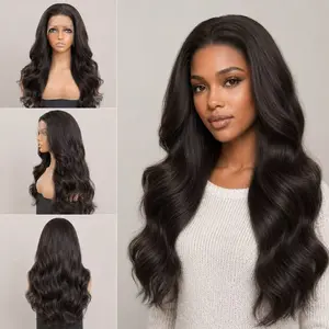 ShineTheory-13x6 HD Lace Dark Brownish Black, Body Wave Wig - Glueless, Beginner Friendly, No Plucking Natural Synthetic Lace Front Wig for Daily Wear