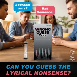 Misheard Music Guess The Song or Artist Game 500 Lyrical Nonsense Cards Hilarious Music Trivia Party Games for Family Adults Teens Competitive Fun for Karaoke Game Nights Valentine Day Entertainment grab the mic game music games valentine day party games