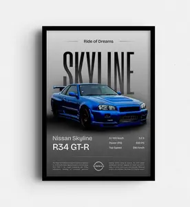 Nissan R34 GT-R, Skyline Poster, Poster, Hyper Car Poster, Super Car Print, JDM Art Print, JDM Poster, Home Decor, Car Wall Decor