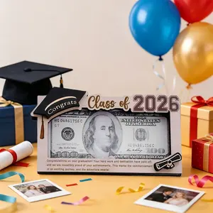 Class of 2026 Graduation Money Holder, Wooden Graduation Card Cash Gift Envelope Box for College High School Grad Gifts Graduations Party Supplies