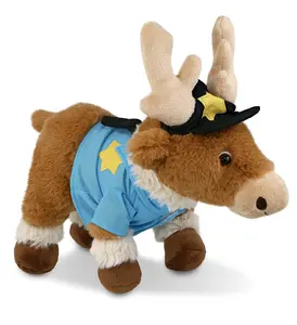 DOLLIBU Uniform Look Reindeer Cop Stuffed Toy - 11" Super Soft Polyester Standing Plush Police Figure