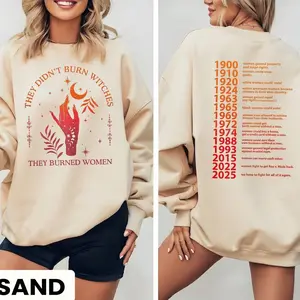 Double Sided Women’s Rights Timeline Hoodie, They Didn't Burn Witches Feminist Sweatshirt, WitchyRetro Political Statement Sweatshirt-pr1205