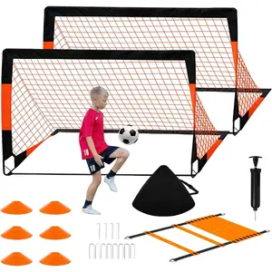 Soccer Goal, Soccer Goals for Backyard, 4x3ft Portable Pop Up Soccer Net Set, Soccer  Equipment with Soccer Ball, Ladder and Cones