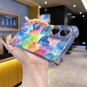 for OPPO A3X A2 A5 Pro A60 A18 A38 A57 A77 4G A78 A58 5G Colorful Heart Clear Plating Case Anti Drop Cover