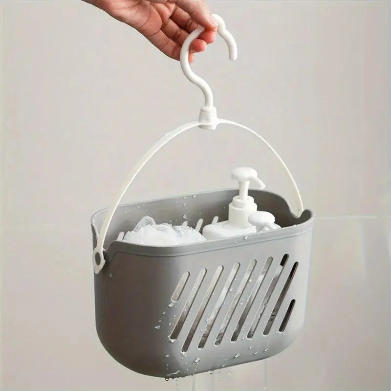Hollow Rectangular Hangable Plastic Storage Basket - Multi-Compartment Open Organizer for Bathroom, Kitchen, Laundry Use