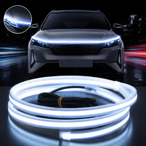 Yobis 71-Inch High-Brightness Car Hood Gap LED LightStrip - Always-On Silicone Decorative Light WithWelcome Mode, Front Grille LED Modification Light, CarHood Light Bar, Ambient Lighting Kit, Daytime RunningAssist Kit, 12V Powered, Car Accessory