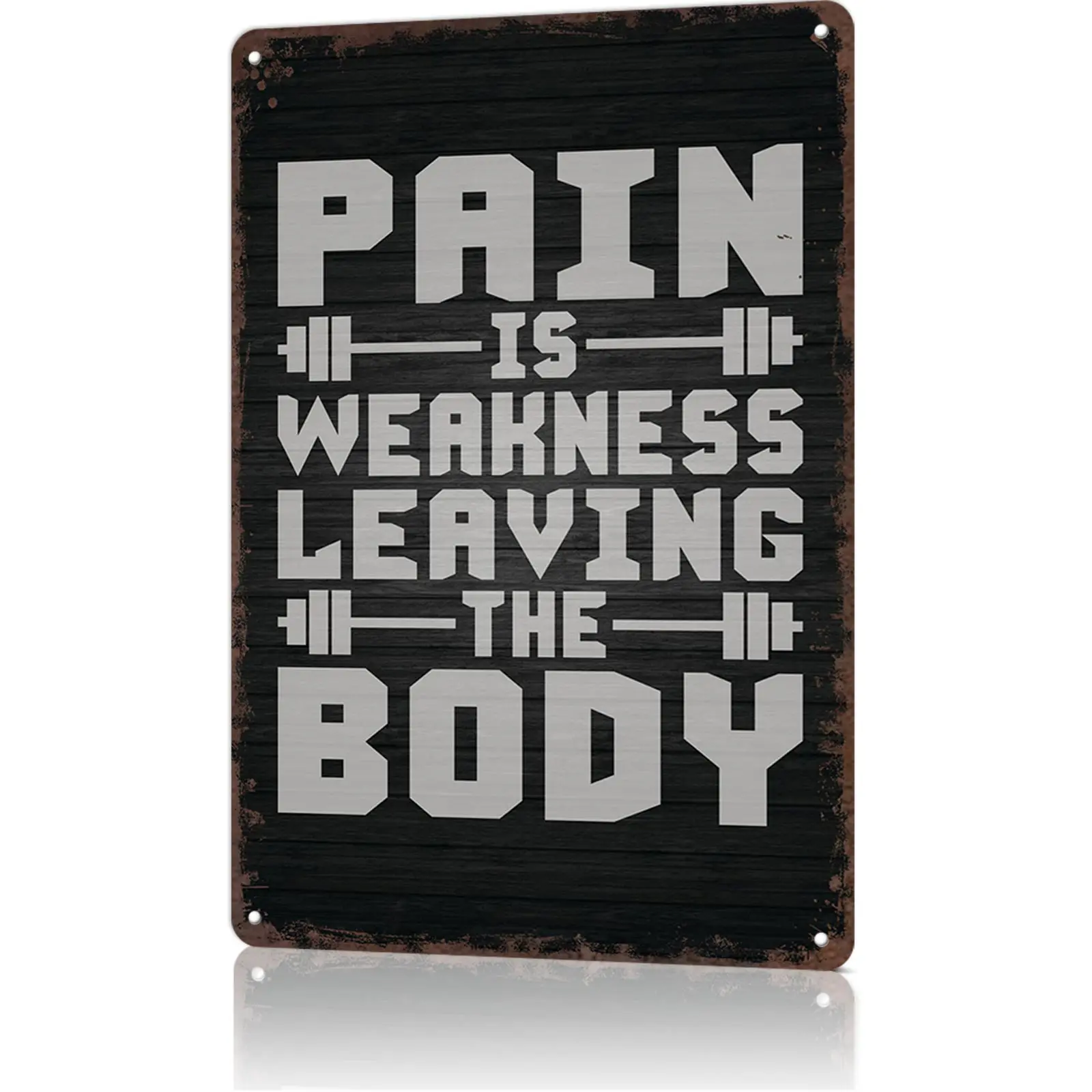 Rectangular Vintage Aluminium Tin Funny Gym Sign, 12x8 in Universal Indoor Inspirational Wall Hanging, Retro Workout Room Home Decor Plaque