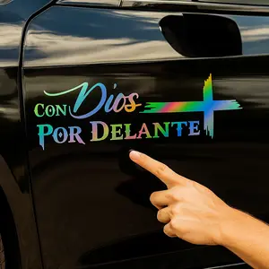 2Pcs Con Dios por Delante Sticker Adhesive Vinyl Car Decal, Christian Vinyl Sticker for Cars, Trucks, Windows, Faith Auto Accessories