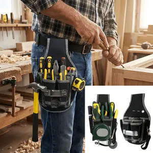 Durable 9-in-1 Multi-Function Tool Belt Pouch — Nylon Waist Bag for Tools; Multi-Pocket Design Ideal for Maintenance and Construction; An Ideal Hardware Storage Bag with Multiple Compartments