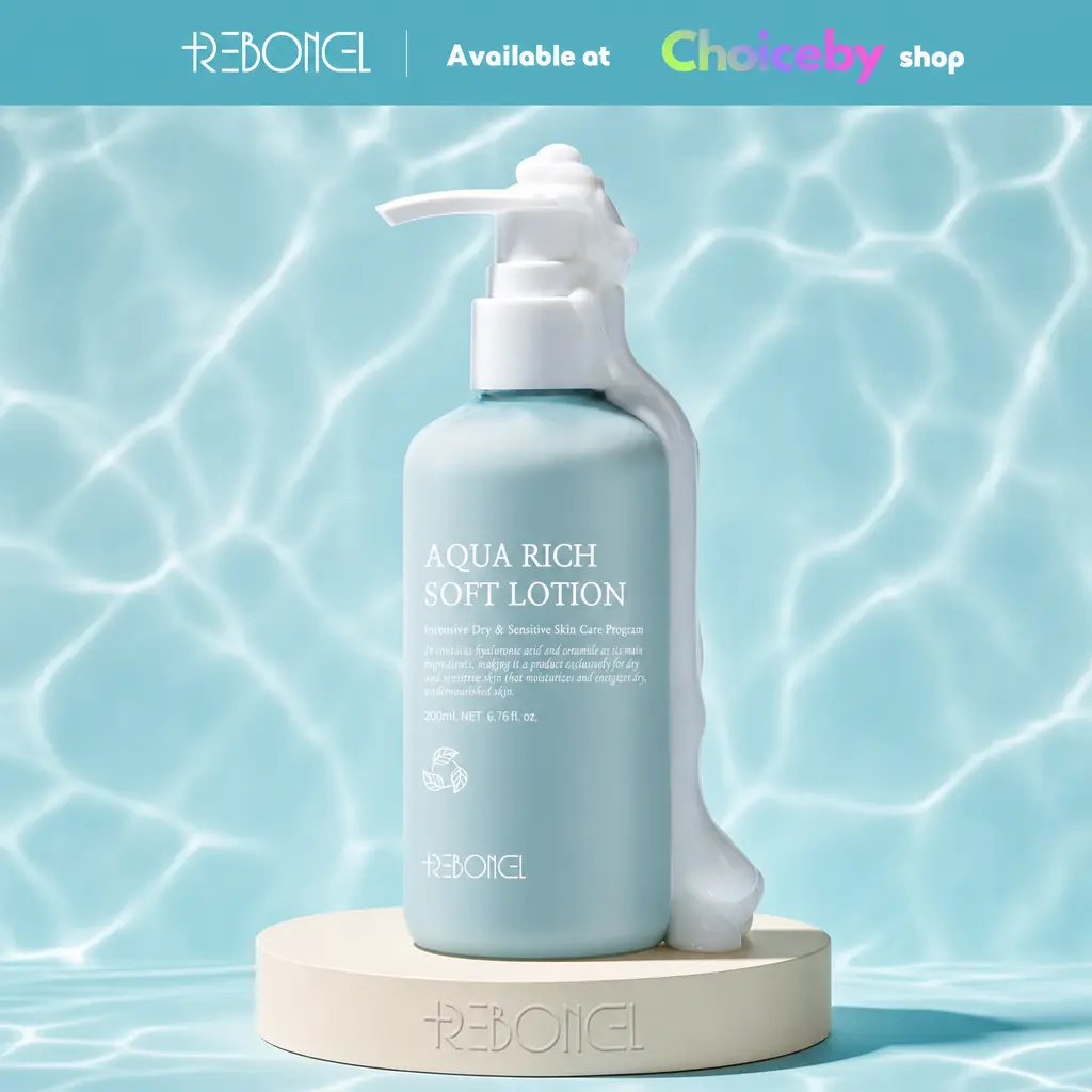 REBONCEL Aqua Rich Soft Lotion 200ml – Balanced Hydration with 8 Hyaluronic Acids & 3 Ceramides