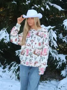 Vintage Western Cowboy Graphic Hoodie, Casual Fitted Pullover for Fall & Winter, Perfect for Back-To-School Season