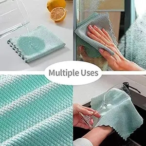 10PC Fish Scale Microfiber Polishing Cleaning Cloth Towels Rags for Window Glass Car - Multiple Uses - Ideal for Various Cleaning Tasks