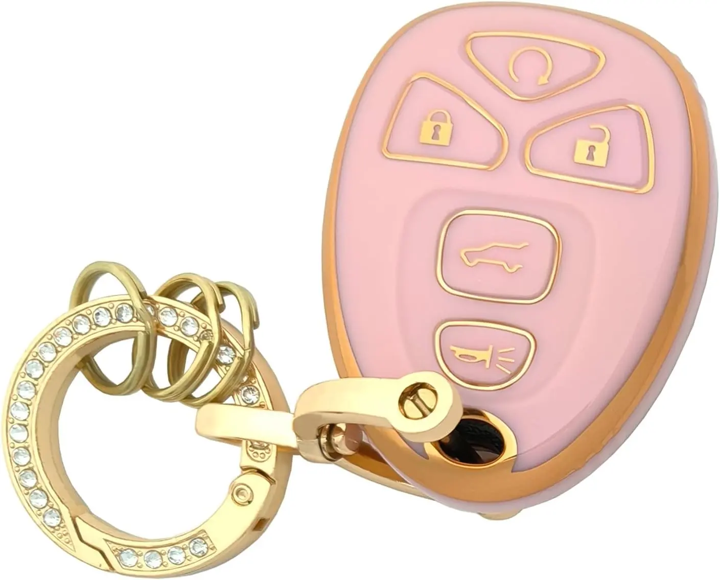 Key Fob Cover Case  Keychain for Chevy Suburban Tahoe Traverse GMC Acadia Yukon Cadillac Escalade SRX Buick Enclave Pink (for GMC B)