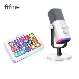 FIFINE AM8 USB/XLR Dynamic Microphone with D6 Gaming Stream Controller Multi-Product Bundle