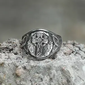 GTHIC Unisex Celtic Cross Knot Ring Stainless Steel Vintage Fashion Accessories for Daily Wear Father's Day Gift