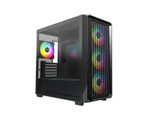 MONTECH X5M - Micro ATX Gaming PC Case, High Airflow, 4x120mm ARGB Fans Pre-installed, Glass Side Panel, Carbon Fiber Print Accents, Black