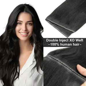 Wholesale 2025 NEW Double Inject XO Weft Human Hair Extensions - Real Hair, Natural Straight Look, Invisible PU Hole Weft for Women, Perfect Christmas Gift (12" to 24" Lengths), Styling Versatility |   Glossy Finish |   Real Human Hair, Tape In Ha