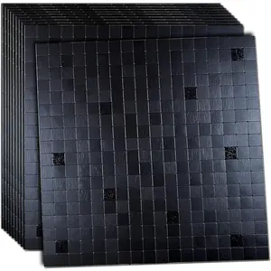10- Self-Adhesive Metal Backsplash, Peel and Stick Tile for Kitchen Brushed Aluminium Surface backsplash (11.73"x11.73",10) (Black Brushed)