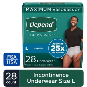 Depend Fresh Protection Adult Incontinence Underwear for Men, L Size, 28 Count