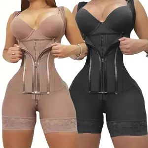 Colombian Shapewear Bodysuit with Zipper & Hooks - Butt Lifter Waist Trainer for Body Sculpting Recovery C-Section Postpartum Girdle size fashion plus faja full brazilian shaper front waist trainer solid closure up sale stock control butt tummy woman