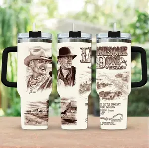 20oz, 40oz Lonesome Dove Gus & Woodrow Tumbler, Old Movies Merch, Western Cowboy Movie, Gift For Fan.