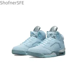 Blue Vintage Anti-Slip Wear-Resistant Basketball Shoes for Men Comfortable and Durable Design