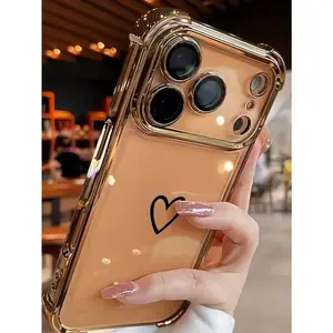 Luxury Fashion Shockproof Heart-Shaped Camera Lens Protective Phone Case Cover for iphone 17 pro max 16 Plus 15 14 13 12 11 Plus Fashion Trendy Anti-Stain Durable Lightweight Protection Shockproof Matte Texture Elegant Luxury Gift High-Quality New Product