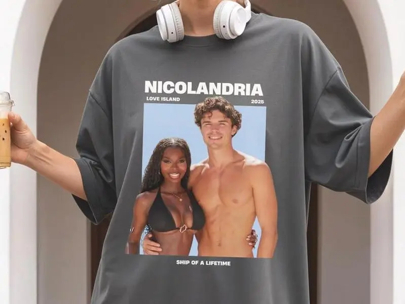 NICOLANDRIA Couple Shirt - Love Island Vintage Unisex Graphic Print Streetwear Top Casual Cotton Fabric Breathable Personalized Stylish Women's Wear Mommy Mamacita Design for Summer