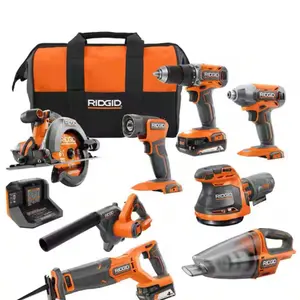 RIDGID 18V Cordless 8-Tool Combo Kit with 2.0 Ah Battery, 4.0 Ah Battery, Charger, and Tool Bag