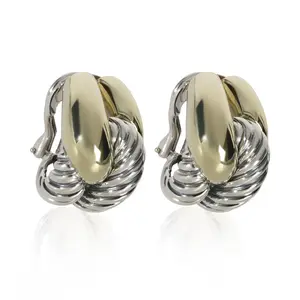 Pre-owned David Yurman Yellow Gold & Sterling Silver Labyrinth Earrings NY153018
