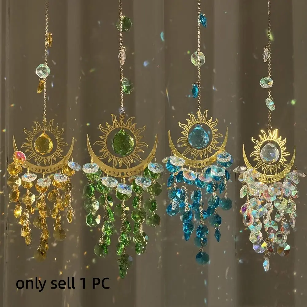 Moon & Flame Design Hanging Decor, Artificial Crystal Pendant, Hanging Ornaments for Outdoor Garden Party Window Decoration, Room Decoration Ornaments, Home Decor