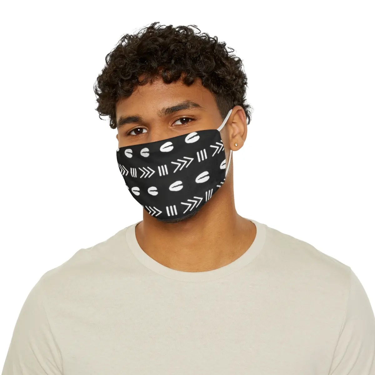 African Cowrie Shell Tribal Print Face Mask / (Adult Unisex)
