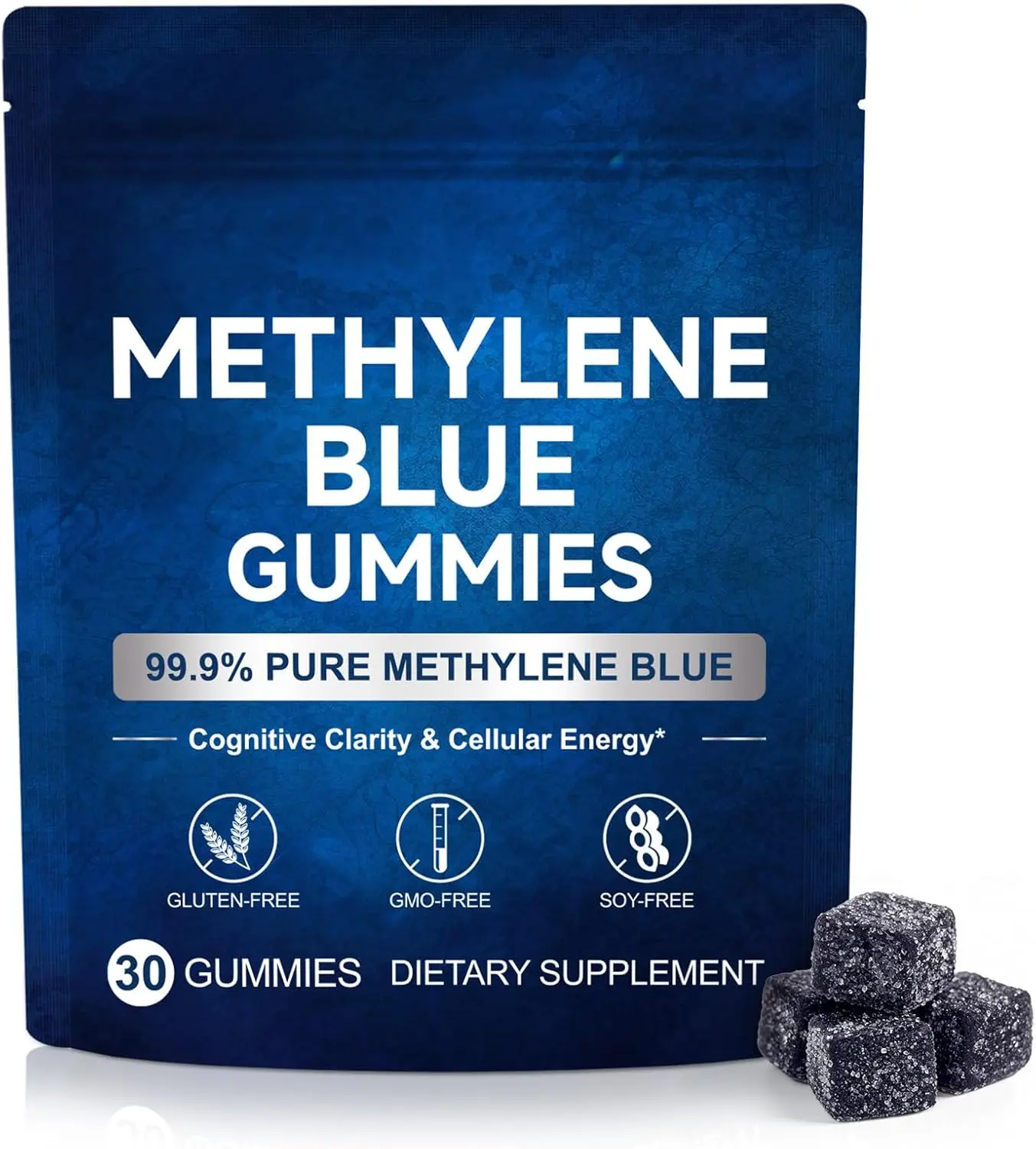 Methylene Blue Gummies 5mg Per Serving, Supports Cognitive Function, Cellular Energy, Mental Focus, Antioxidant Activity, 99.9% Pure | 30 Gummies