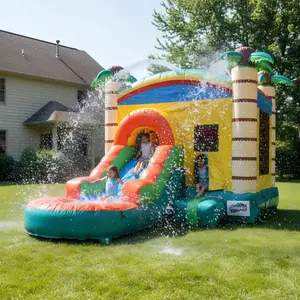 17FT x 12FT "Jungle Adventure" Inflatable Bounce House  Water Slide Combo (Wet/Dry Use) — Includes Air Blower | Premium Home-Grade Design | Heavy-Duty Puncture-Resistant Material | UV-Resistant Fabric | Versatile Play Experience