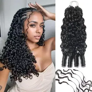 Burmese Curly Feather Crochet Human Hair Pre‑Separated Knotless Vietnamese Raw Hair Double Drawn Bundles For Women Water Wave Curly Crochet Human Hair Pre Separated Knotless Natural Look