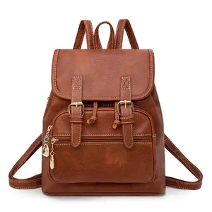 Fashion PU Leather Backpack Purse for Men Women Travel Backpack Bag with Ladies Shoulder Handbags Casual Daypack