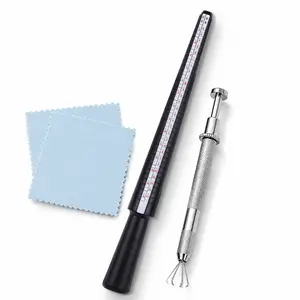 Compact Plastic Ring Measuring Tool Set for Jewelry Enthusiasts - Ring Sizer Mandrel, Gemstone Picker, Polishing Cloths for Pick Up Small Gemstones