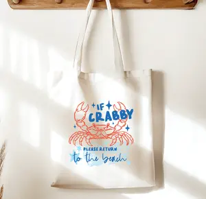 If Crabby Please Return to the Beach Sublimated Canvas Tote Bag