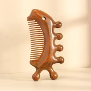 Wooden Dense Hair Comb, 1 Count Natural Sandalwood Pocket Comb, Scalp Massage Comb, Heatless Styling Tool Brush for Women & Men