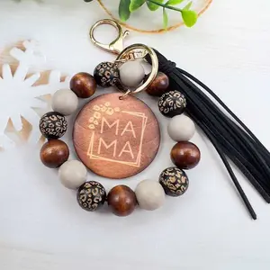 Women's Colorblock Beaded Tassel Decor Keychain Boho Style Wristlet for Women Men Personalized Cute Accessories Birthday Gift Keychain Wristlet Strap