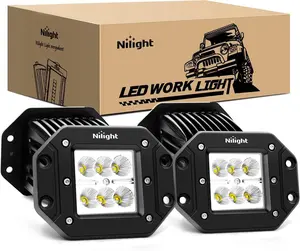 Nilight LED Pods 4PCS 18W Flood Flush Mount LED Work Light Driving Lights Led Light Bar Off Road Fog Lights for Jeep Truck Tacoma Bumper ATV UTV Vehicle Lamp Lightbar
