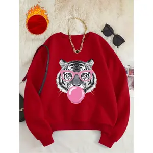 Pattern-printed Sweatshirts, Autumn and Winter Crew Neck Casual Sweatshirts, Women's Clothing.