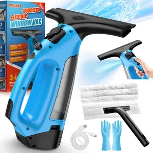 Phueut 3-in-1 Rechargeable Window Vacuum Squeegee Cordless with 10 inch Blade, Window Cleaner for Efficiently Spraying, Wiping and Vacuuming Windows