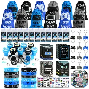 126-Piece Video Game Party Favors Set — Birthday Party Favors Including Drawstring Bags, VIP Passes, Stamps, Notebooks, and Games — Gamer Party Supplies