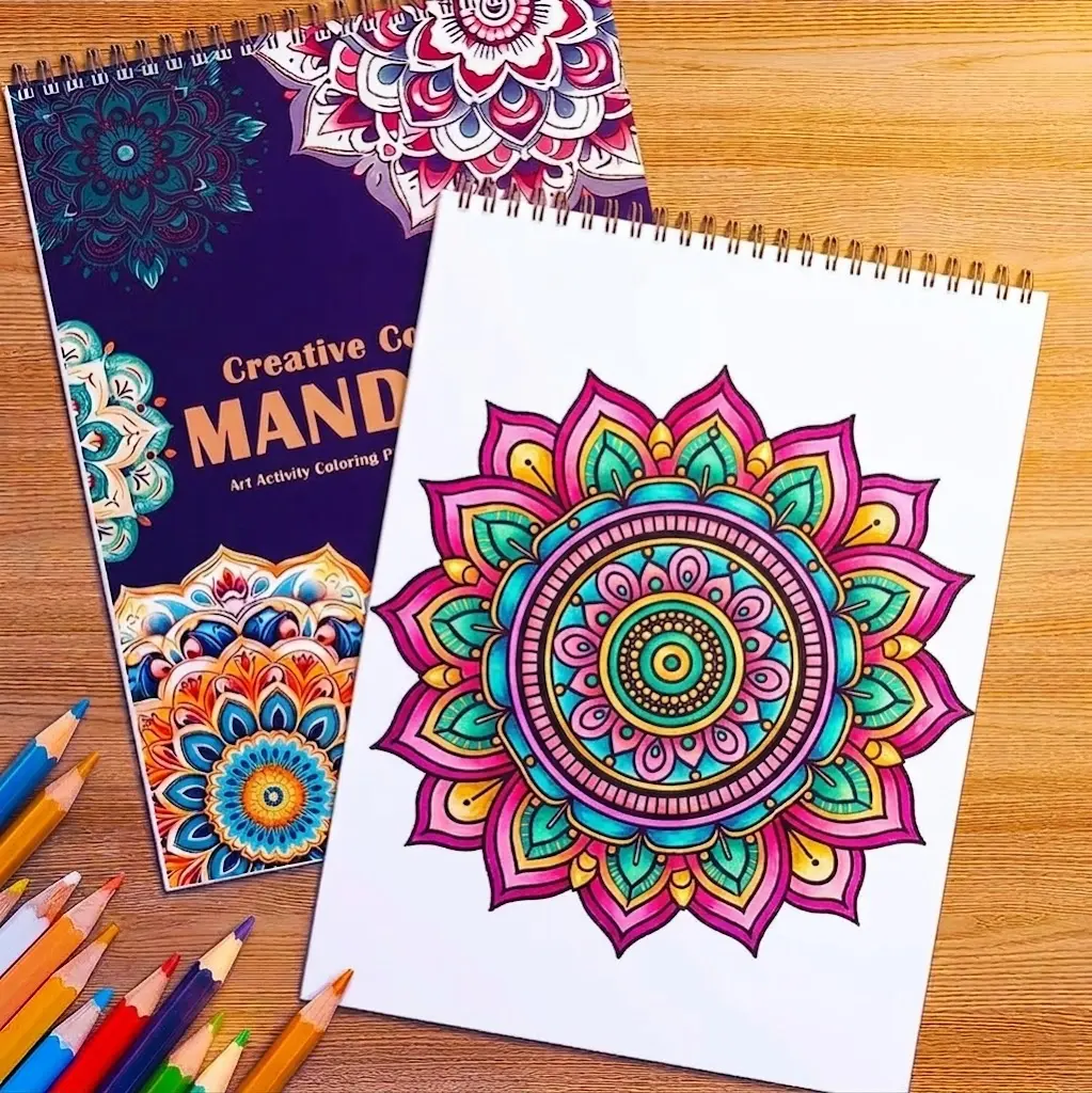 1pc Mandala Adult Spiral Coloring Pad - 30 Sheets, 100gsm Thick Paper, Relaxing Art Supply, Ideal Gift for Birthday, Christmas