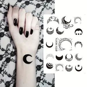 Fresh Crescent Moon Tattoo Sticker, Fashion Personalized Waterproof Body Art, Unisex Temporary Tattoos, Stylish Design for Men and Women